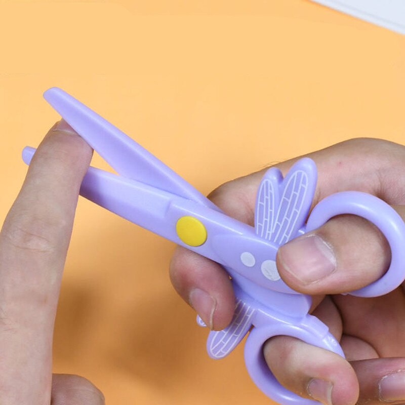 Ciseaux de sécurité en plastique dessin animé libellule forme mini manuel tête ronde étudiant papier coupe ciseaux pour enfants maternelle