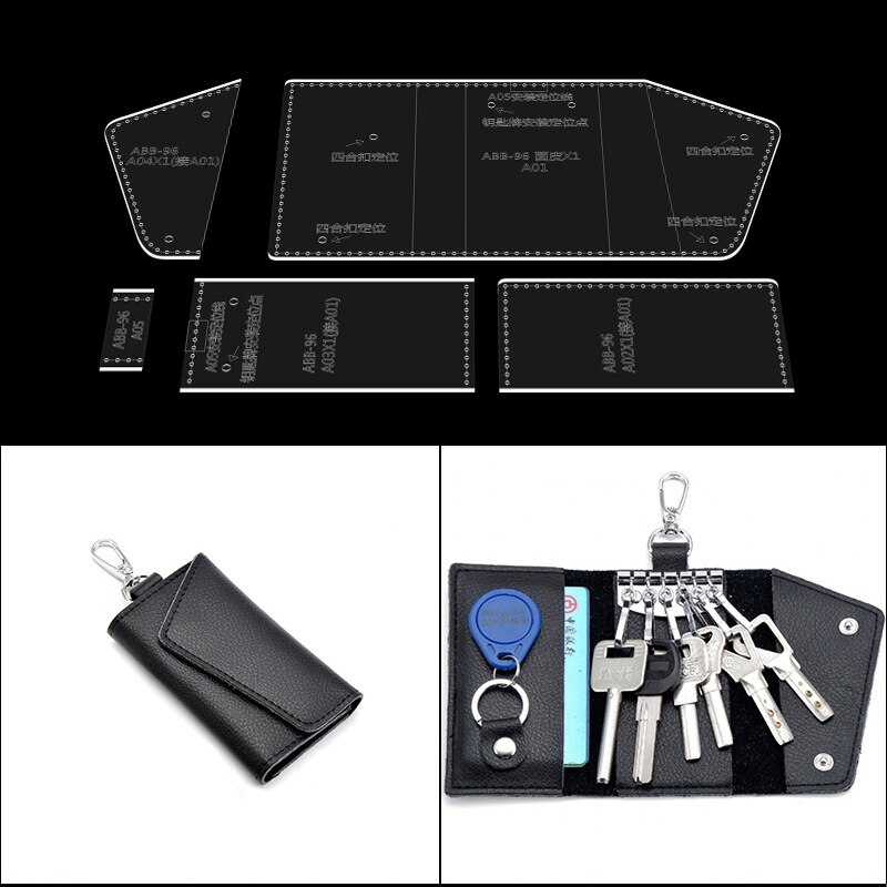 1Set Acrylic Key case set Leather Template Model Handwork Leather Craft Sewing Pattern Tools