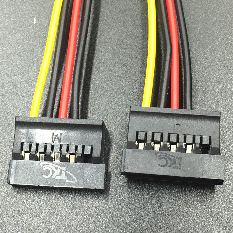 Cable de extensión de fuente de alimentación HDD de 4 pines IDE Molex a Dual SATA de 15 pines ATA SATA Y divisor conector de Cable adaptador de disco duro Dual