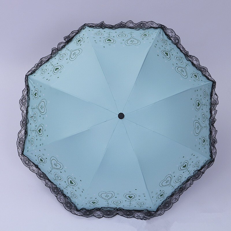 ! Paraguas plegable arqueado en forma de corazón de princesa de Kocotree, sombrilla de sol, sombrilla de encaje, sombrilla de lluvia para mujer, Guada chuva: lake blue