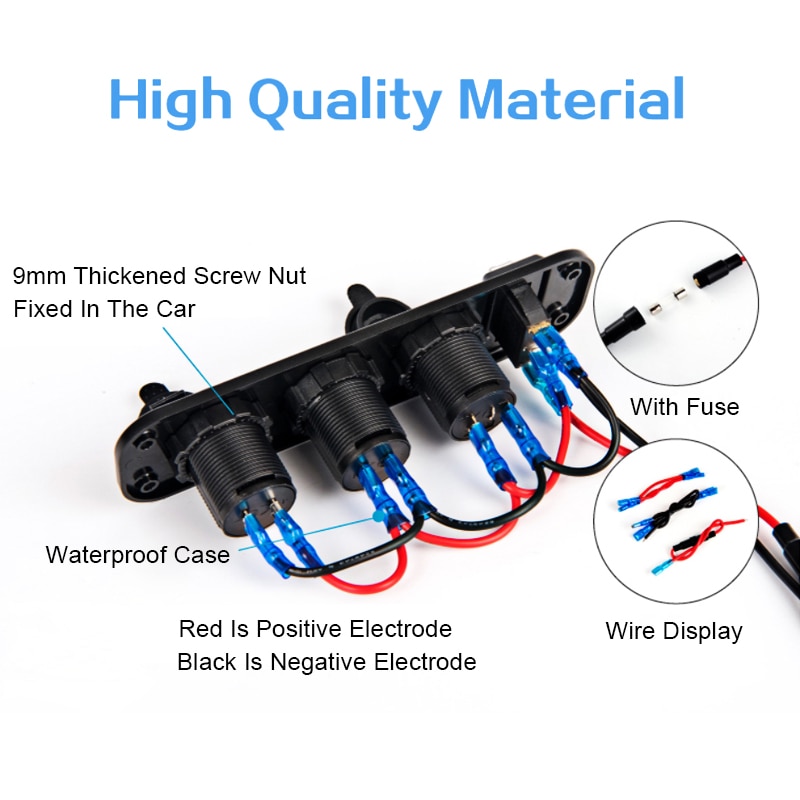 5V 2.1A + 2.1A Dubbele USB Autolader 12V 24V LED Display Digitale Voltmeter Sigarettenaansteker Power outlet Schakelaar Paneel