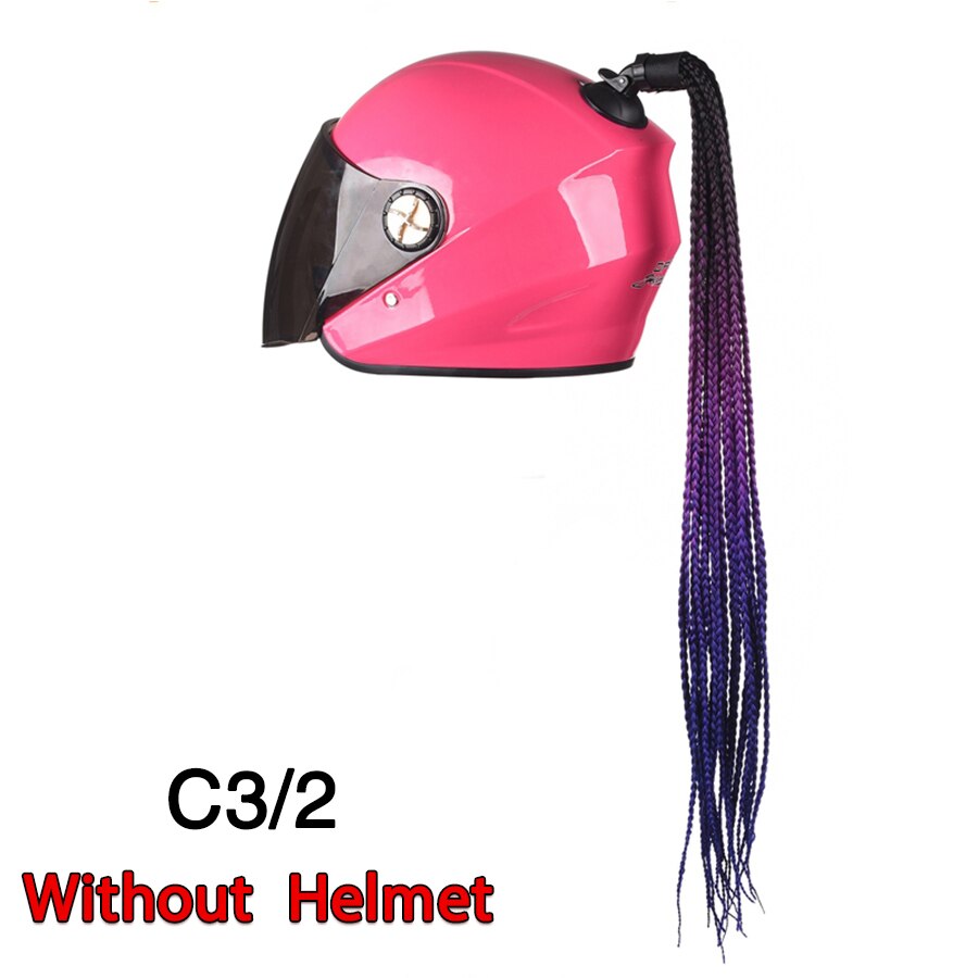 Casque de moto en queue de cochon ombré, rampe dégradé, queue de cheval tressée avec ventouse, décoration Punk, queue de cheval tressée: c3-2