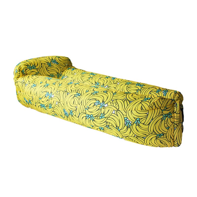VILEAD-bolsas hinchables estampadas para perezosos, cama sofá para exteriores, cojín plegable, cunas de Camping plegables rápidas, equipo de acampada y playa: Banana Simple Bed