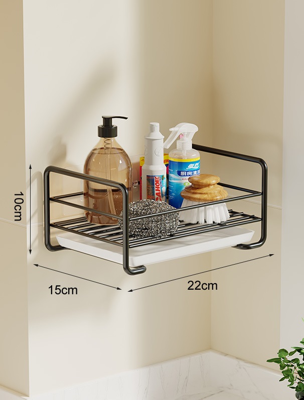 Storage Basket Stainless Steel Kitchen Wall-Mounted Bread Snack Fruit Basket Organizer Rack Holder Bathroom Shelf Container: 22cm