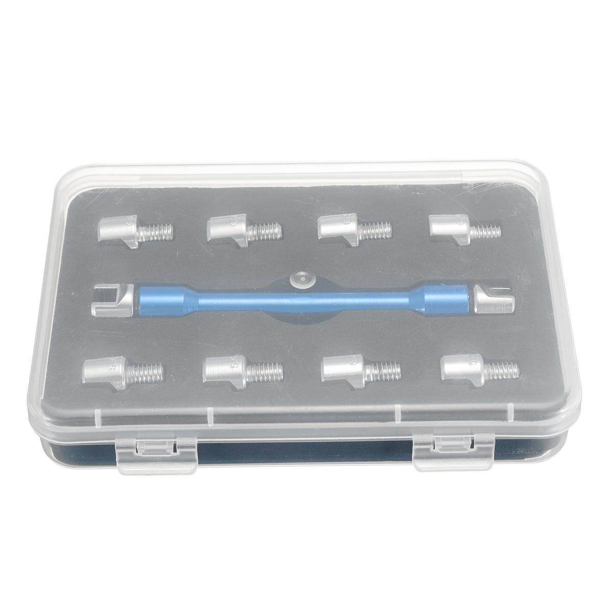 Llave de radios azul para motocicleta, 10 piezas, puntas endurecidas, juego de 5,0 ~ 6,8, para la mayoría de las motos, herramienta de reparación de cables de acero para neumáticos