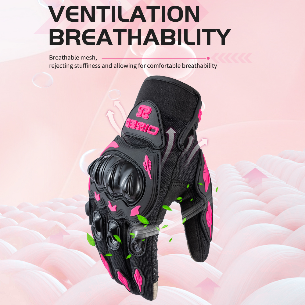 Sommerliche, pinkfarbene motorradhandschuhe für damen, atmungsaktiv, sturzsicher, mit touch-funktion, motocross-handschuhe