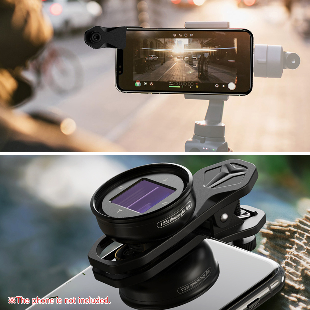 APEXEL APL-HBHDAN 1.33X Anamorphic Lens Movie Lens with HD Multiple Coatings Storage Bag Cleaning Cloth for Smartphone