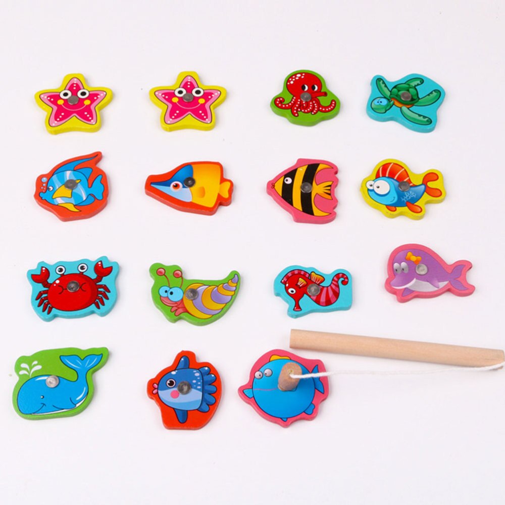 1 Set Fishing Game Playset Delicate Portable Charming Bath Toy Magnetic Fishing Game Educational Plaything for Birthday Gam