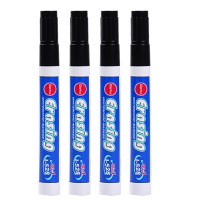 Rotuladores borrables de pizarra blanca para niños, bolígrafos de vidrio para dibujo, oficina, Reunión, escuela y profesores, varios colores, 4 unidades: Black