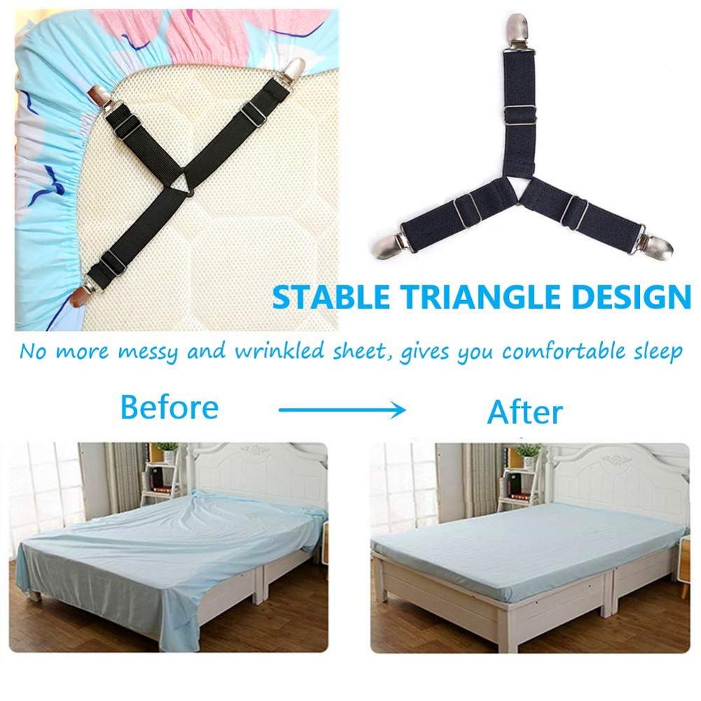 Clips ajustables para sábanas de cama, sujetadores elásticos para sábanas, tirantes para colchón, almohadilla de esquina, 4 Uds.