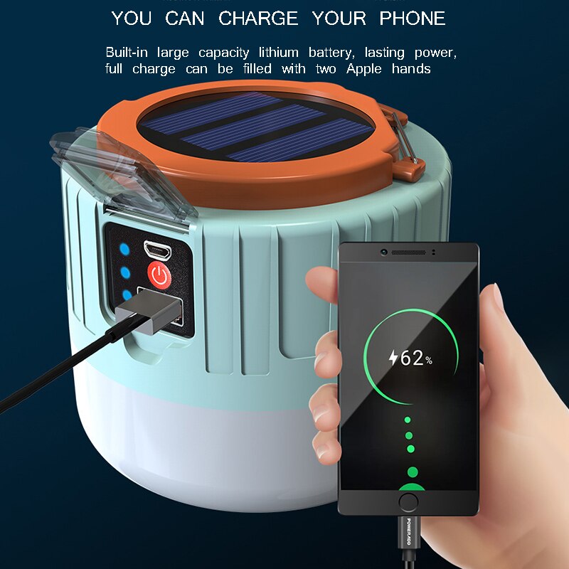 Portable Camping LED Lantern Lamp Outdoor Waterproof Top Hook Compact Rechargeable Tent Light For Camping Fishing Lamp