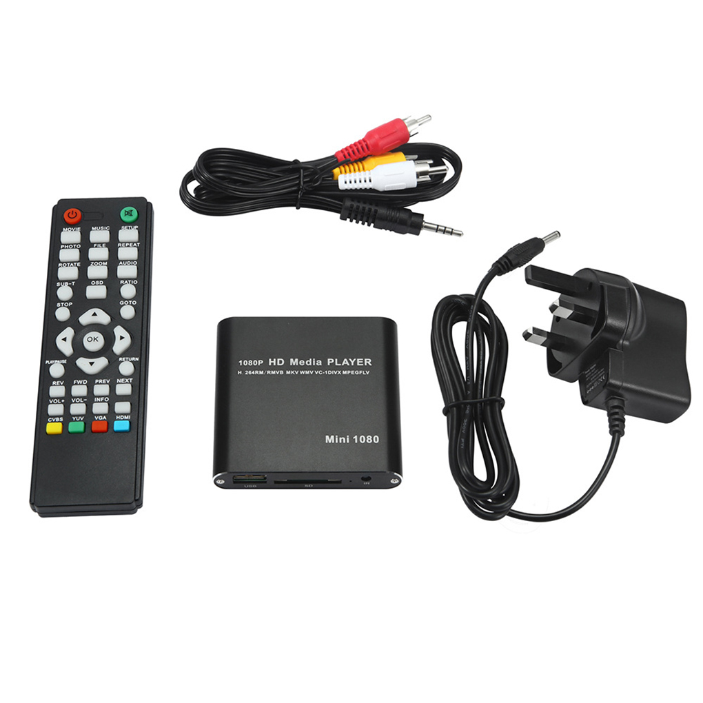 Mini reproductor Multimedia HD de 1080P, reproductor de vídeo externo para coche, AV, USB, SD, MMC, publicidad Multimedia, MKV, enchufe europeo