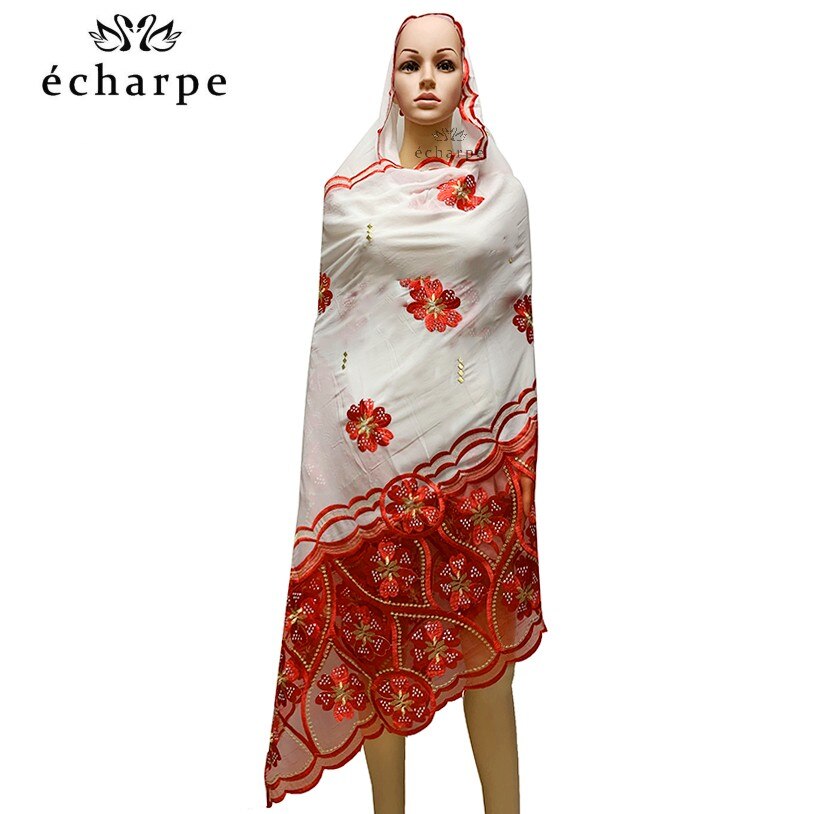 Chiffon Sjaal Afrikaanse Vrouwen Hijab Sjaal, Borduren Chiffon Sjaal Big Size Sjaal Voor Sjaals EC986