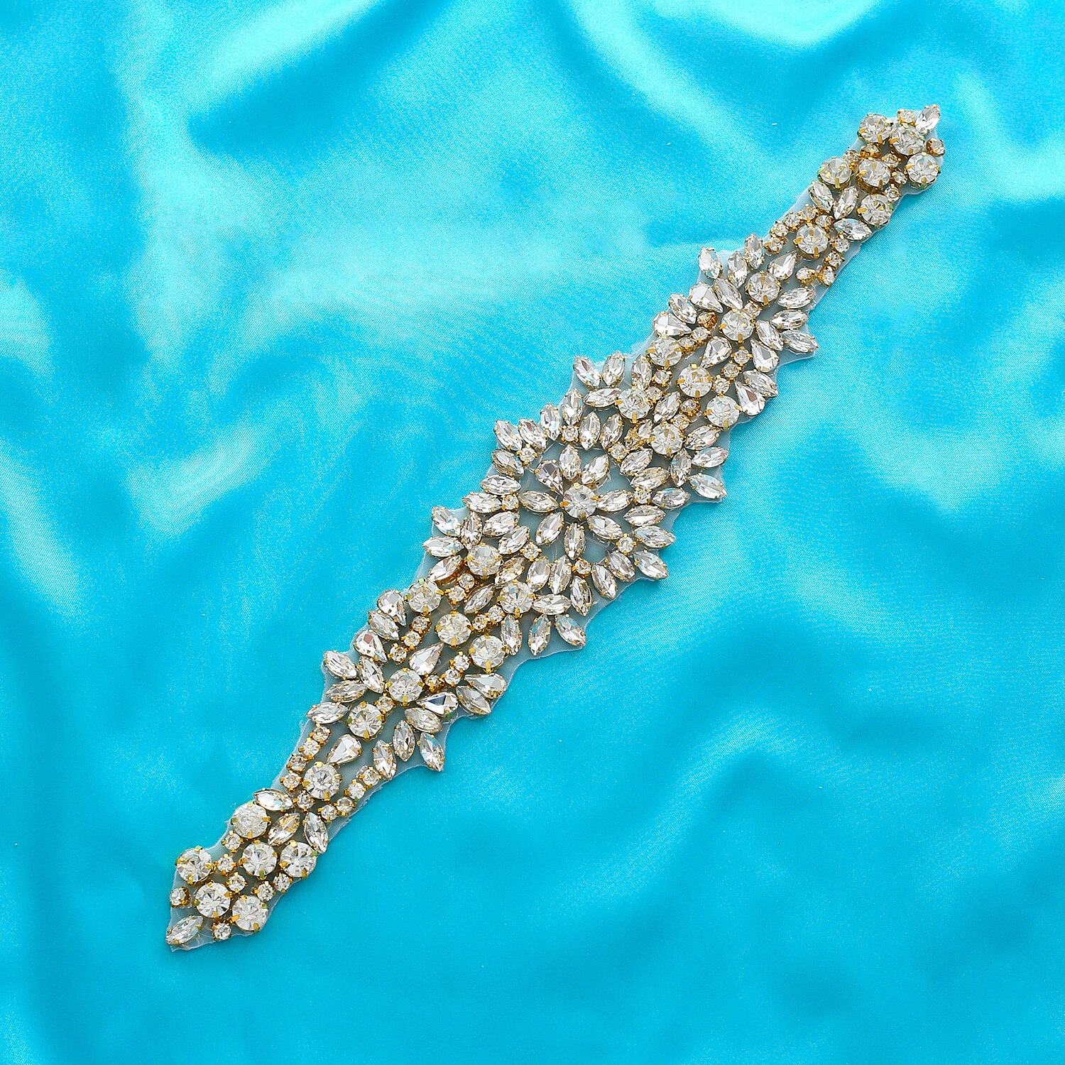 Strass Appliques cintura da sposa con perle fai-da-te cintura da sposa in cristallo dorato per accessori da sposa F140