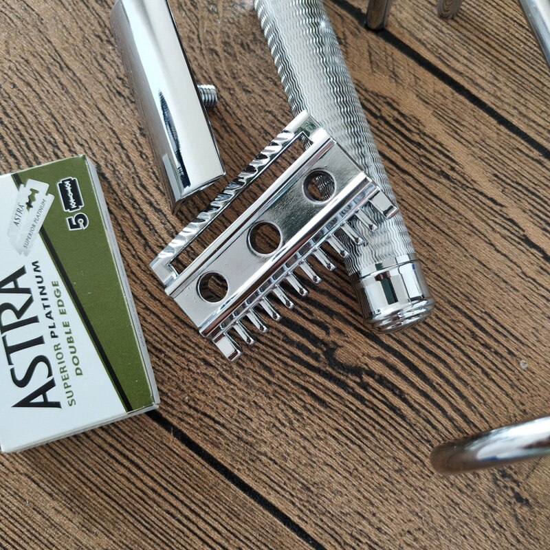 dscosmetic Open Comb and closed comb Double Edge Safety Razor with copper Handle