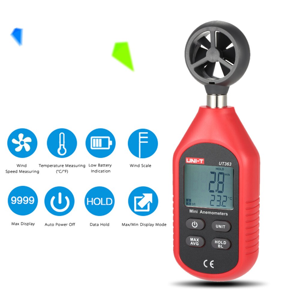 UNI-T UT363 LCD Display Digital Anemometer Wind Speed Temperature Measuring Wind Scale Windchill Indication Wind Speed Sensor