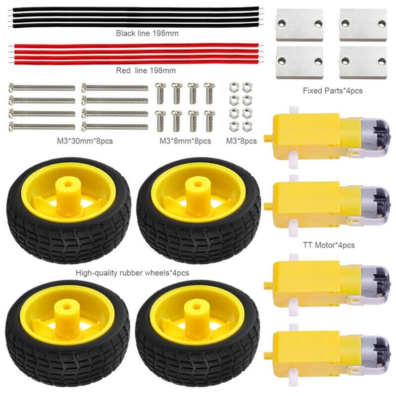 Robot Plastic Tire Wheel with DC 3-6V Gear Motor 1/2/1 SET for Arduino