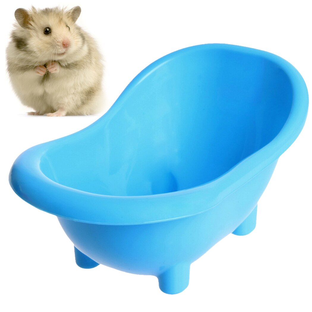 Bañera de hámster para mascotas, Mini bañera portátil para baño de mascotas, baño de arena, bañera de plástico para jerbos, accesorios para Animal PEQUEÑO: Blue