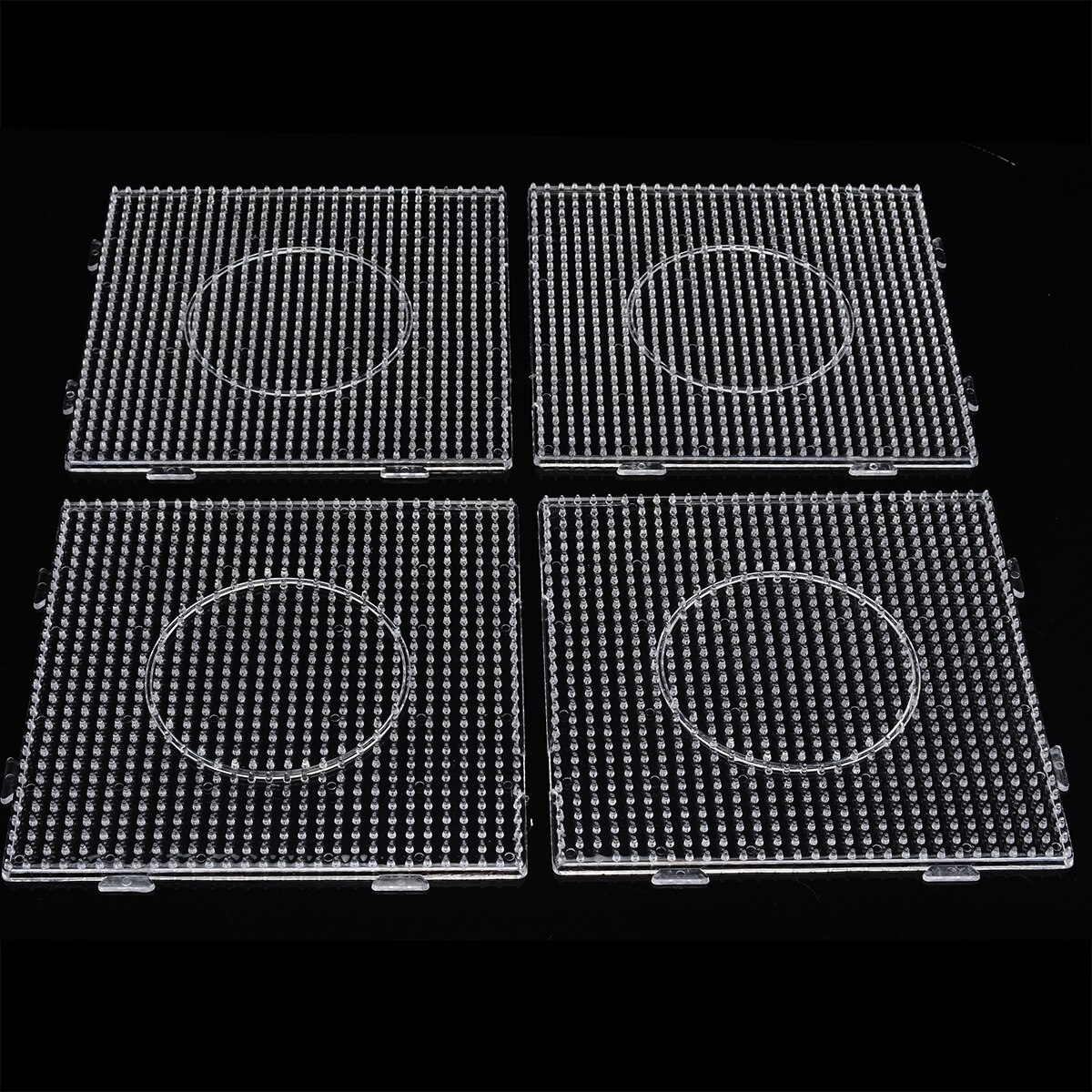 4Pcs 5mm Practical PE Clear Square Large Pegboards Board Circle Puzzle Beads Template For Hama Fuse Perler Beads