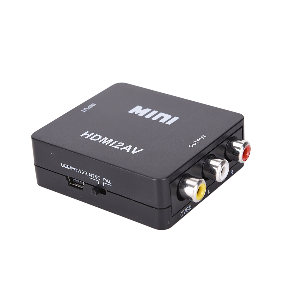 1080P HDMI2AV Mini HDMI TO AV -Composite CVBS RCA Audio Vedio Converter Adapter: BK
