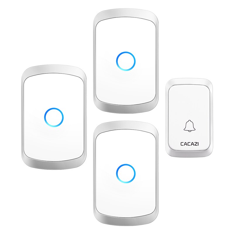 Cacazi Draadloze Deurbel Dc Batterij-Operated Waterdichte 36 Chimes 5 Volume 300M Range Home Security Draadloze Deur Call ring Bell: silver 1x3