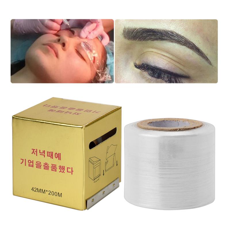 1Roll 42MM*200M Tattoo Wrap Transparent Tattoo Film Permanent Makeup Tattoo Eyebrow Supplies Non-toxic Ultra-thin Wrap Film