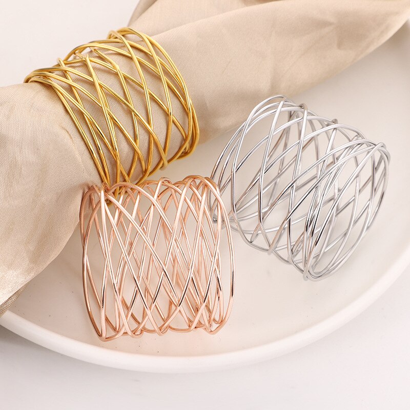 1 Pc Brede Ronde Gold Servetringen Art Cirkel Hollow Westerse Handgemaakte Thuis Bruiloften Tafeldecoratie Servetringen