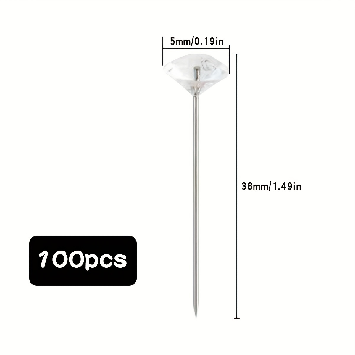 100 Uds. Alfileres de ramo, alfileres redondos de flores, alfileres florales de cristal de diamante, alfileres de ramilletes de boda con diamantes de imitación, alfiler recto con cabeza de diamante