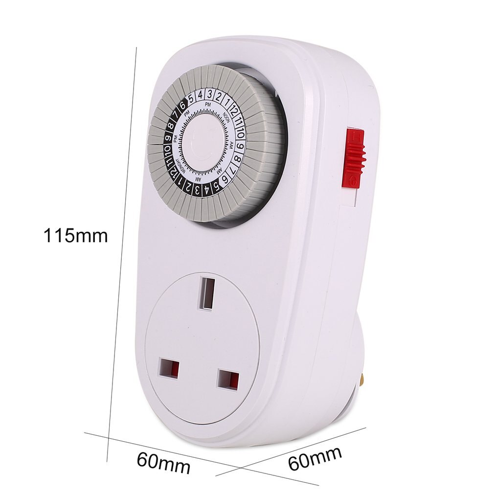 24 Hours Plug in Mechanical Grounded Programmable Timer Switch Smart Countdown Switch Socket Indoor Auto Power off