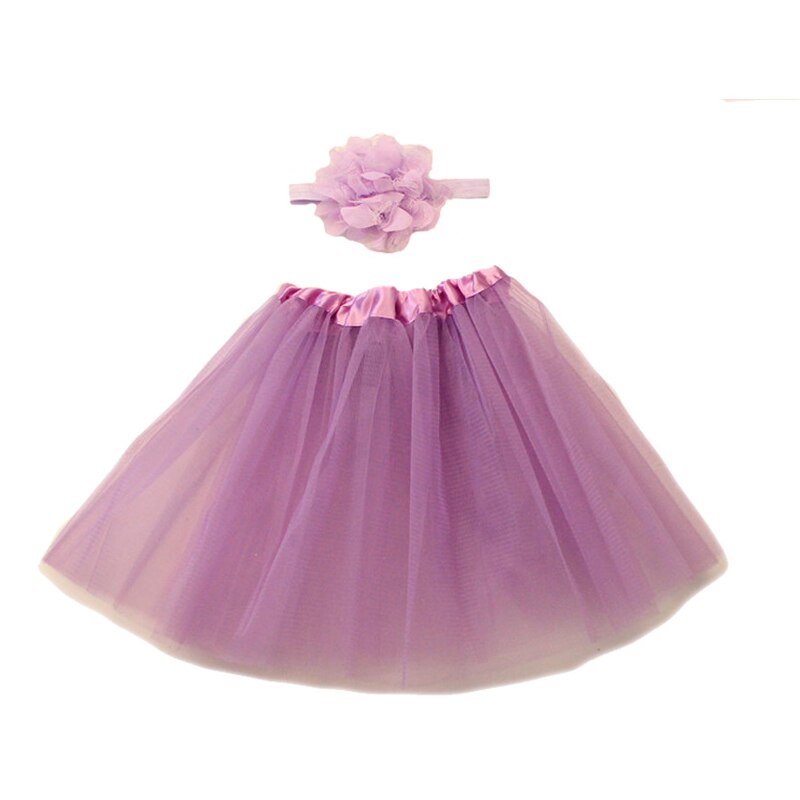 Gloednieuwe Pasgeboren Baby Meisjes Borduren Tutu Rok Bloem Fotografie Props Foto: Light Purple