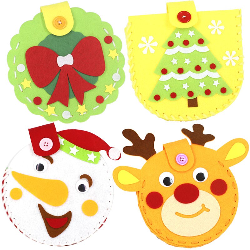 Kids DIY Christmas Handbag Non-Woven Cartoon Handmade Backpack Kindergarten Children Manual Bag Materials Kits