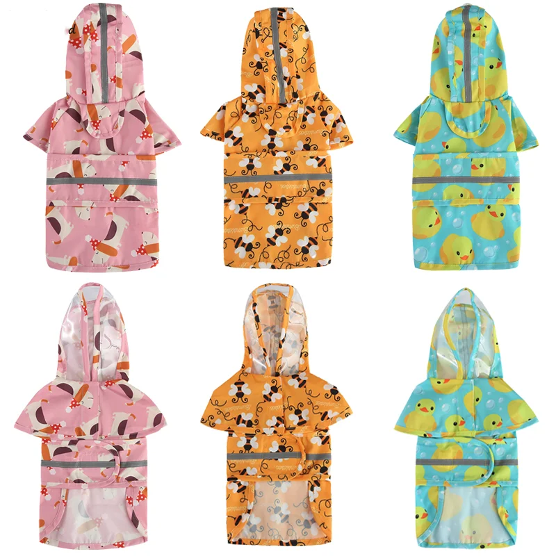 Animais de estimação roupas para cães à prova dwaterproof água capa de chuva para cães médios grandes com capuz capas de chuva tira reflexiva cães casaco de chuva XS-4XL