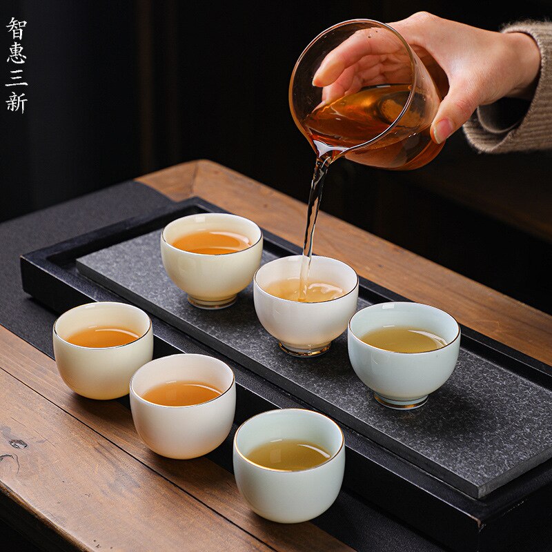 Porcelana blanca de Jade gordo de cordero, taza de té de cerámica Guanhai, juego de té de Kung Fu para el hogar, vajilla de Ceremonia de té,