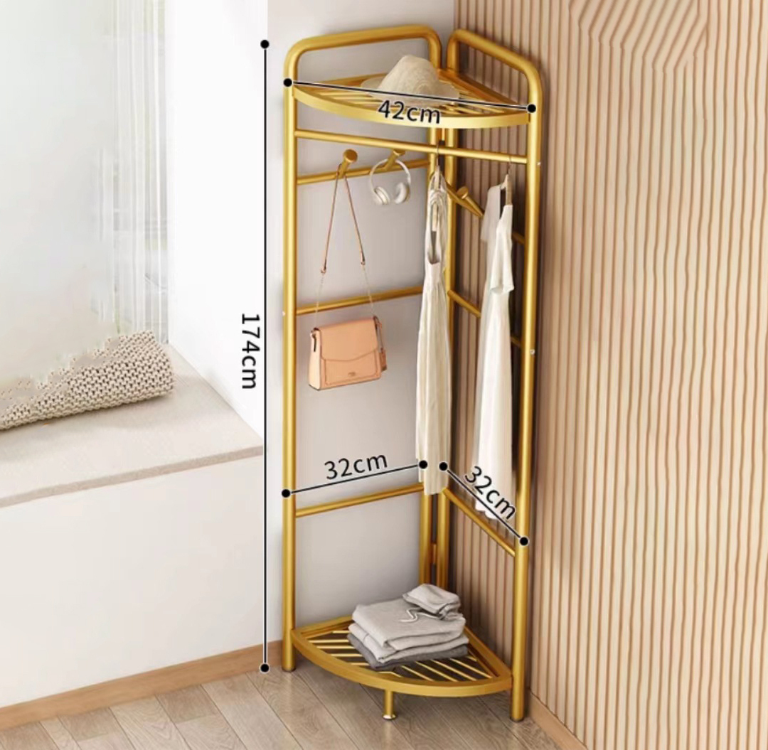 Haushalt Ecke Falten KleiderbüGel Stange Typ Stand Garderobe Zimmer Hängende Kleiderständer: Smaragd Grün