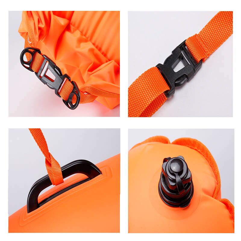 20/28L Swimming Bag Inflatable Swimming Buoy Life Bag Tow Floating Dry Bag Swimming Diving Safety Signal Air Bag Inflate Ring