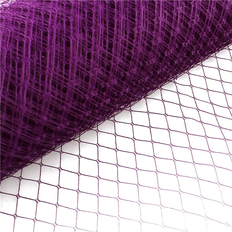 25cm*1m bryllup millinery net russisk sløring fuglebur slør gør-det-selv hat trimning hårtilbehør tyl kjole stof: Mørke lilla