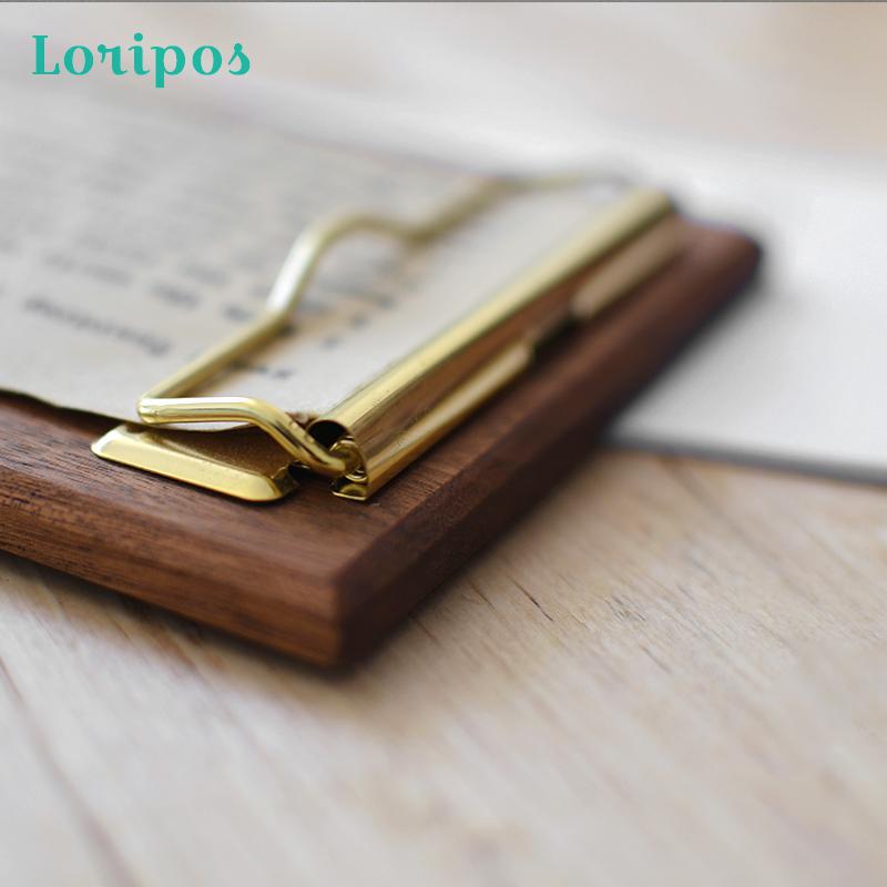 Soporte de menú de madera maciza de latón para restaurante, Clip de menú para cafetería, Panel de cojín, Clip para tablero de archivos, Clip de etiqueta de Metal