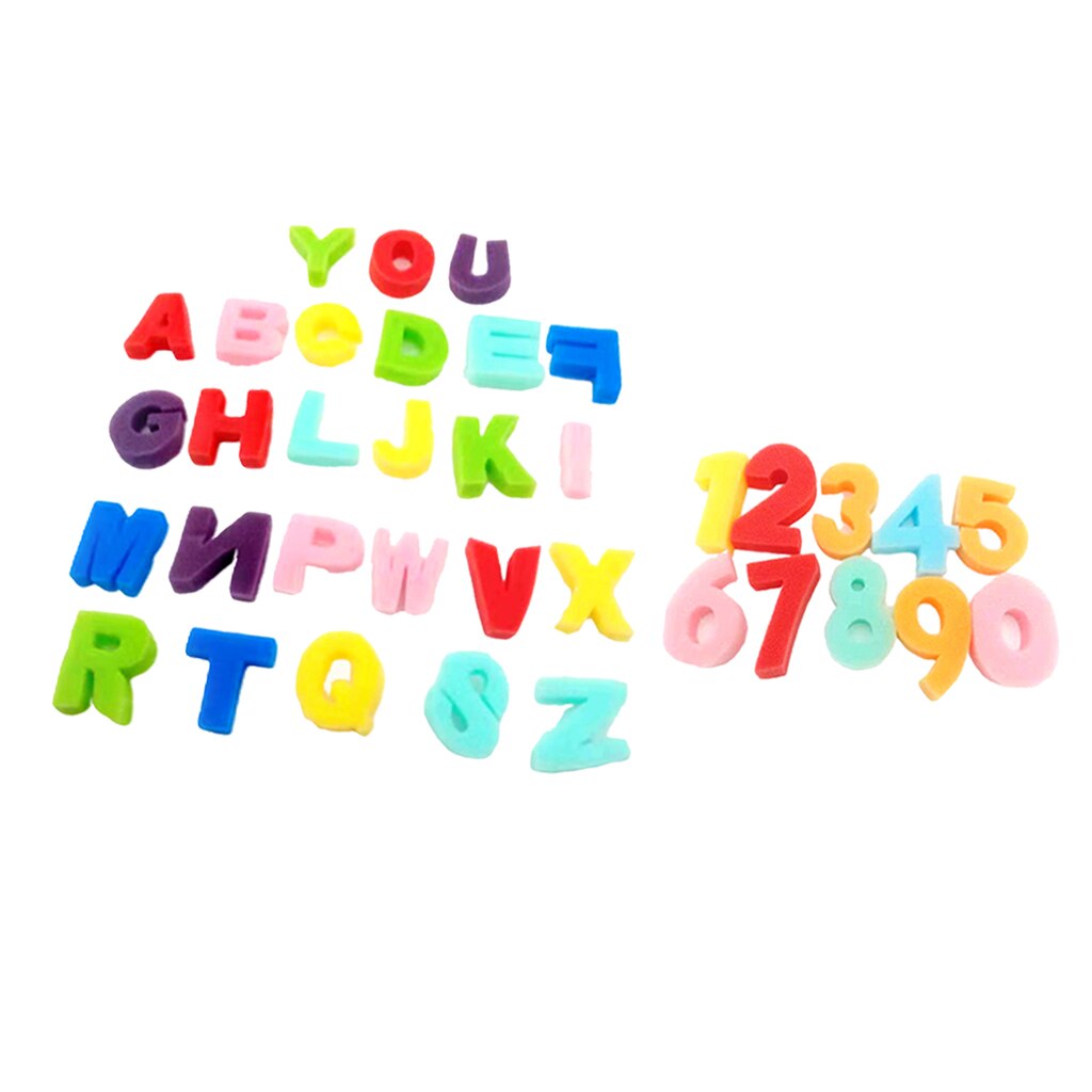 36Pcs Sponge Stamps Alphabets Numbers Letter Kids Ink Pad Finger Painting Craft