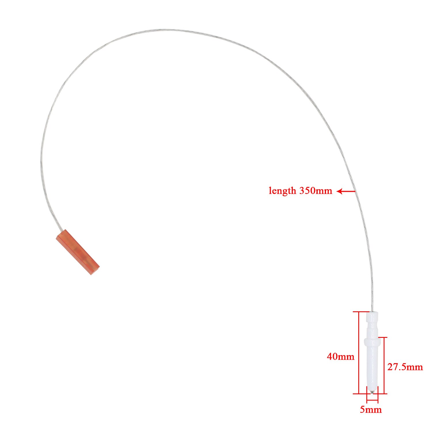 350mm linjer gasspis spis spis reservdelar tändare keramisk elektrod med kabel med stång 36m 40mm keramiska 1 st: 40mm