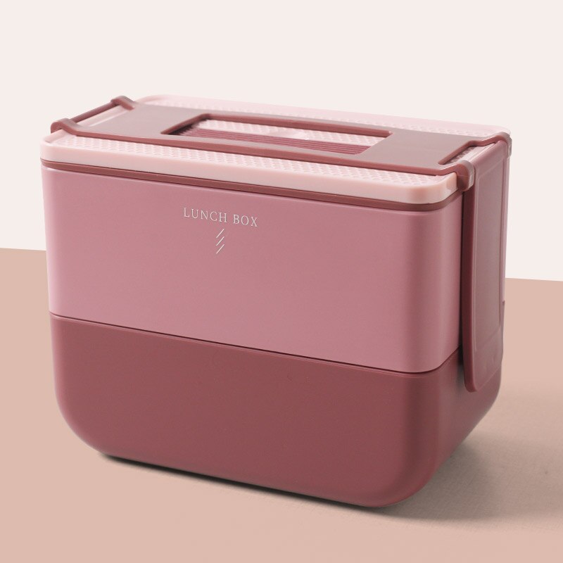 Madpakke mikroovn bento box beholdere madopbevaring frokostkasse picnic lækagesikker 800ml 1600ml: 1600ml lyserøde