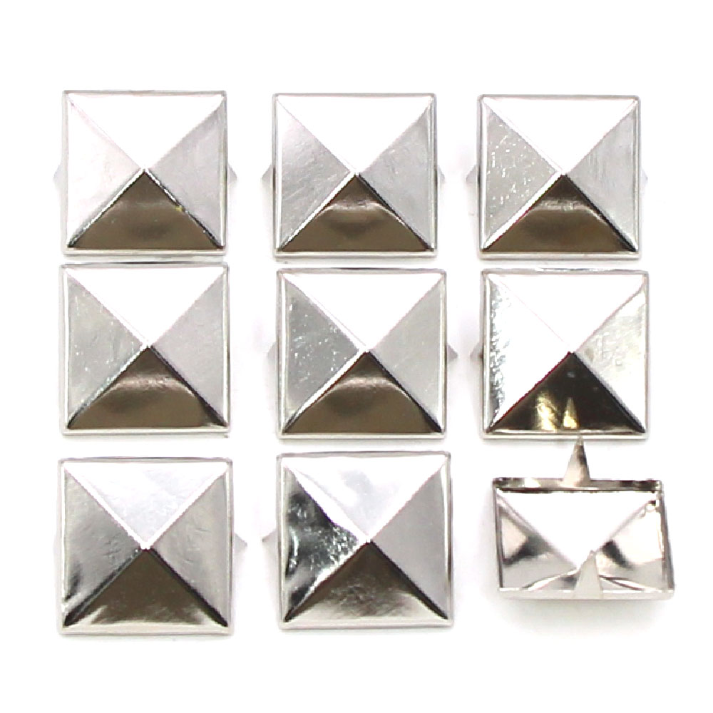 Remaches de plata de 6-20mm, punta de Metal de pirámide cuadrada Punk, remaches de cuatro/dos garras para cuero, bolsas de ropa, zapatos con correas, 100 Uds.
