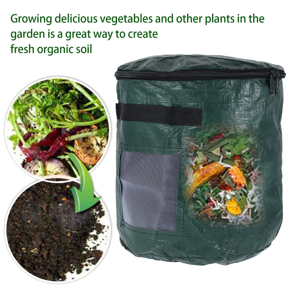 Compost Bag Garden Waste Bin, Environmental Homemade Organic Ferment PE Compost Bag Outdoor Kitchen Waste Disposal Composter Bag