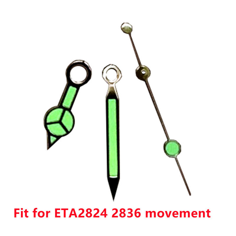 Gemodificeerde Horloge Onderdelen Blauw Groen Lichtgevend Horloge Hand Fit Voor NH35 NH36 2813 8215 Automatisch Uurwerk Horloge: Green luminous 2824