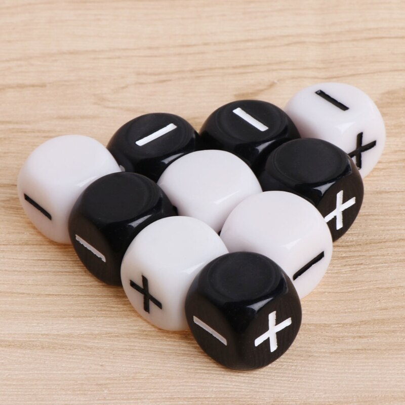 Black and White Multicolor Acrylic Cube Dice Beads Six Sides Portable Table Games Toy Plus and Minus