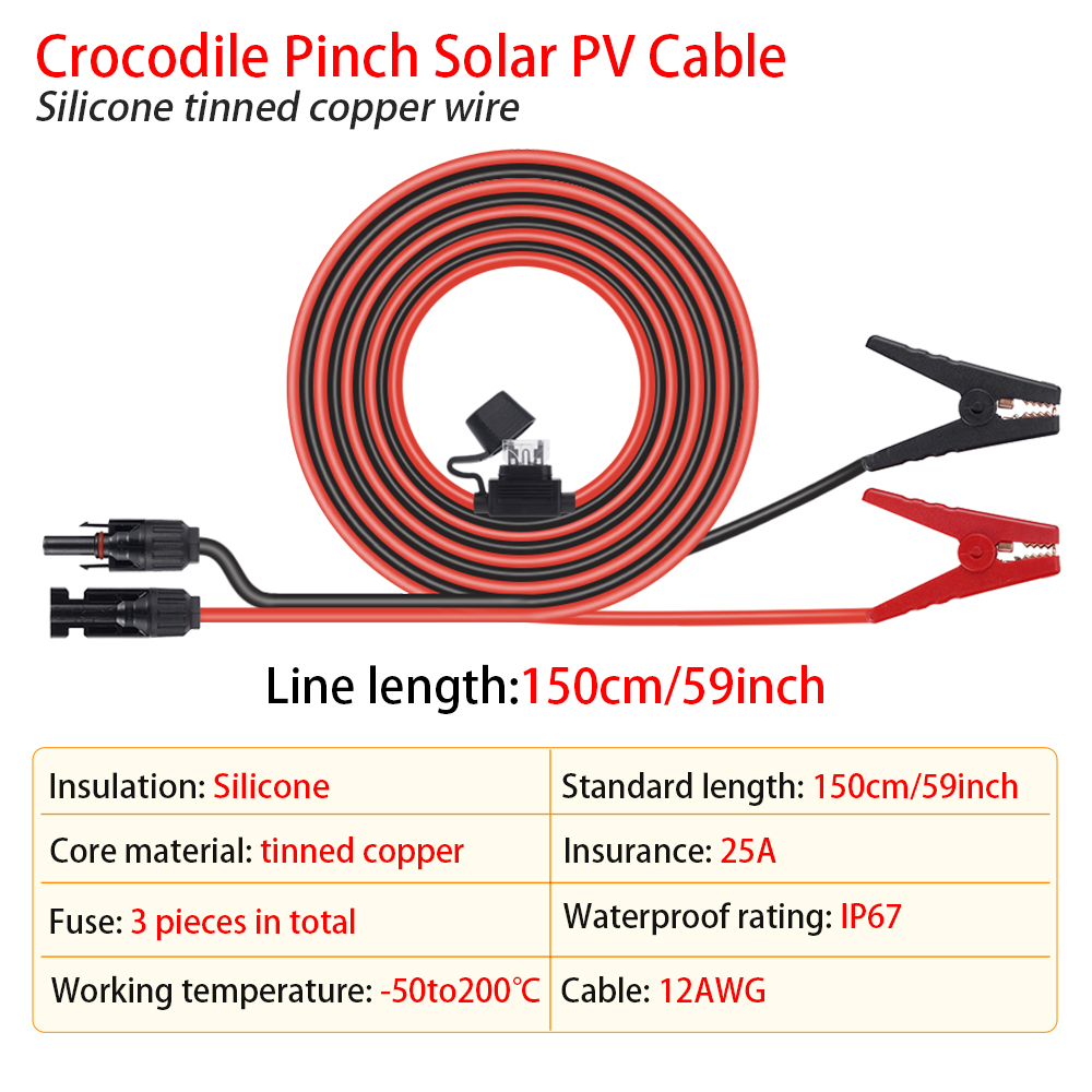 12AWG 150 cm Elektrische Zaun Kabel Stecker Mit Krokodil Clip Führt Kabel Wasserdichte Solar- Zaun Kabel Messung Teile