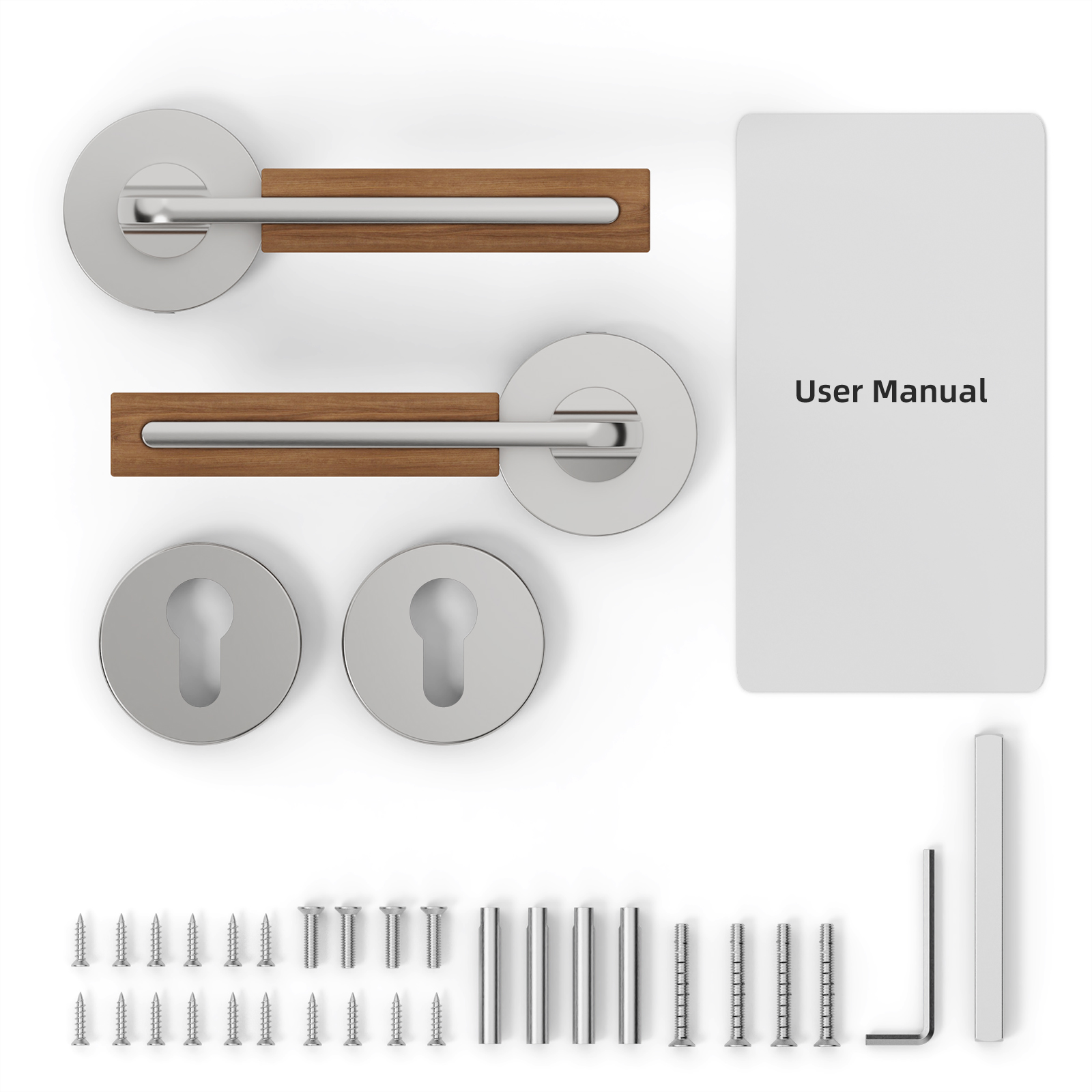 Viladepot Privacy Deurgreep Houten Handvat Hendel Slaapkamer Badkamer Doorgang Deurslot Zonder Slot Cilinde