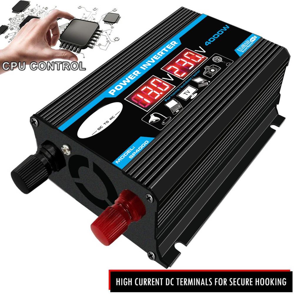 4000W 12V 220V/110V Led Ac Auto Power Inverter Converter Charger Adapter Inversor Dual usb Transformator Gemodificeerde Sinus