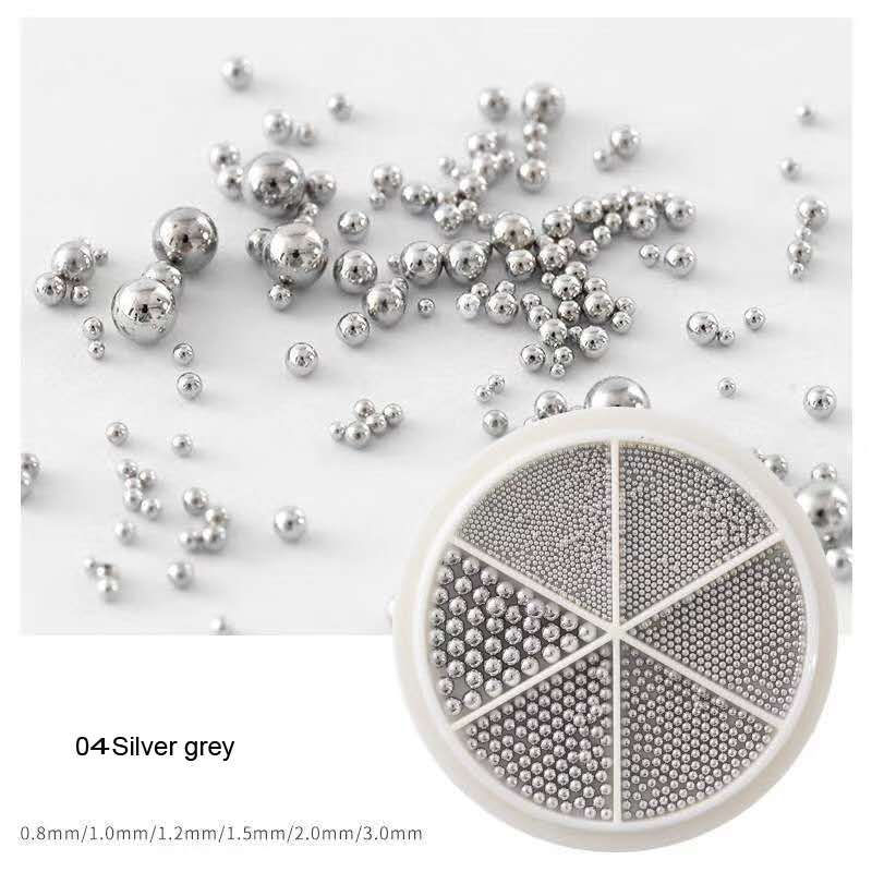 1Box Steel Balls Mini Metal Beads 6 Size s 1 Box Steel ball bead, 3D metal micro beads / no hole beads/ ball beads/ nail JK7676: 4