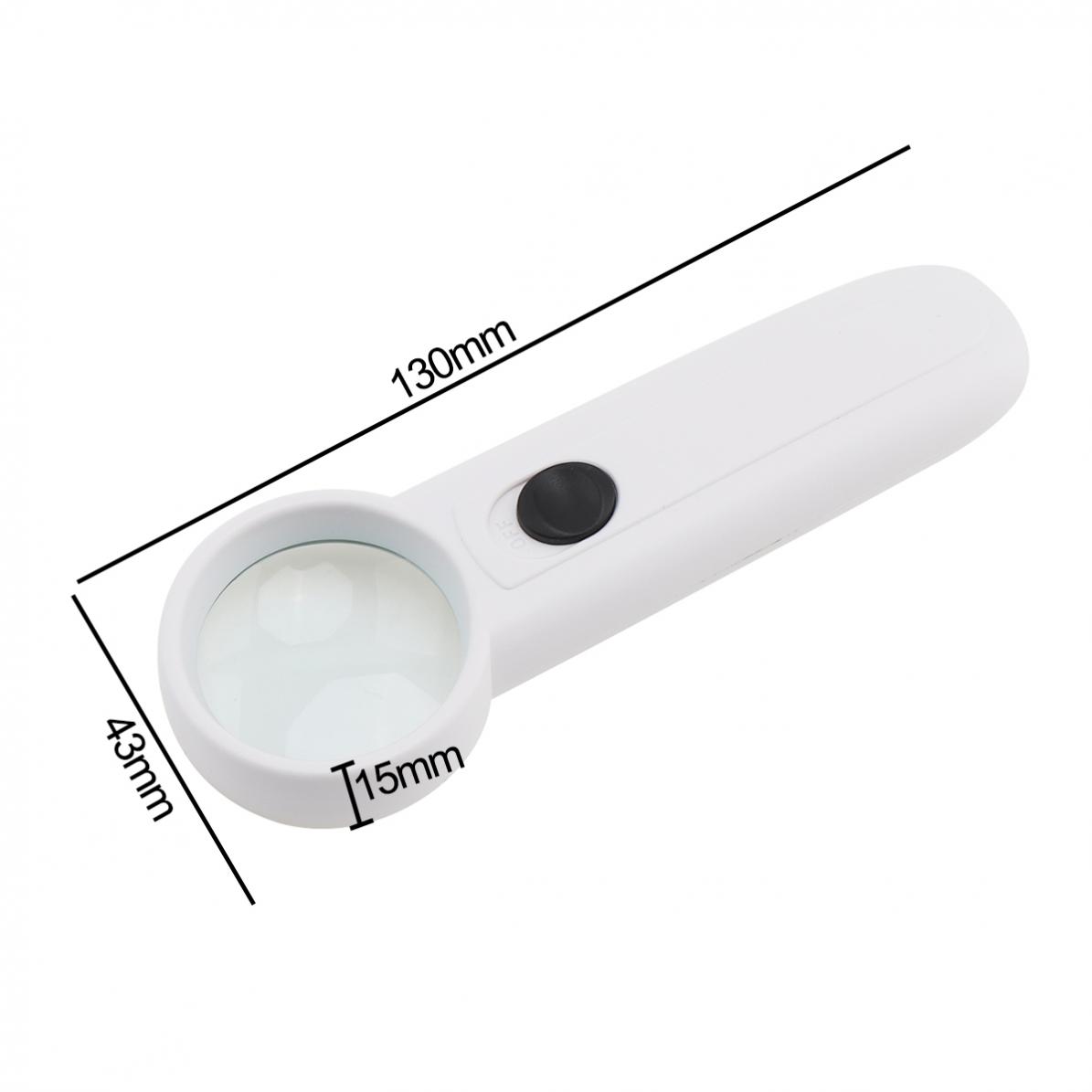 Multifunksjonell 15x- forstørrelseslampe bærbar håndholdt smykkeforstørrelsesglass leser kart avisforstørrelsesglassverktøy med led-lys