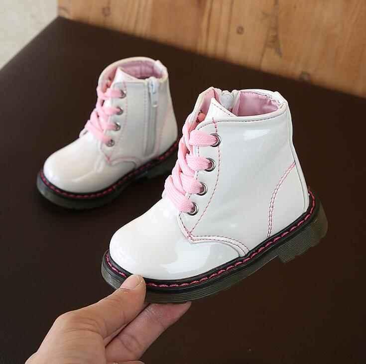 Glanzende lakleren peutermeisjeslaarzen lente herfst meisjes martin boots kinder enkellaarsjes meisjes witte sneakers maat 21-30